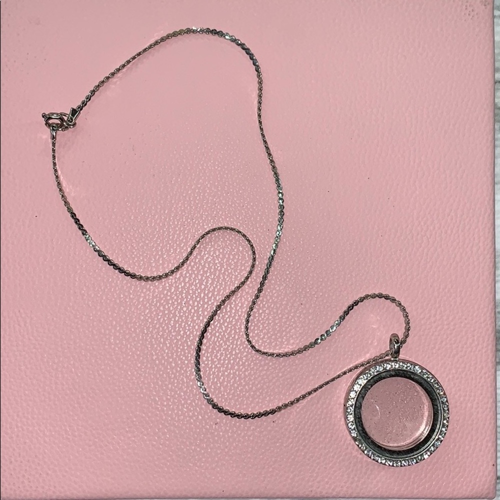 Magnetic Rhinestone Sterling Silver Circle Locket